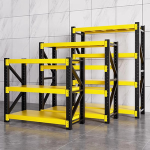 Multifunction Steel Shelving Unit 5+ Layers Height Adjustable Standing Storage <b>Rack</b> For Living Room Black And Yellow Color - Product Image 2