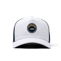 Custom Embroidery Rubber logo 5 Panel Polyester Water Resistant Hat Two Tone Snap Back a Frame Baseball Cap for Men&women