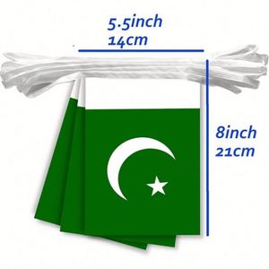 Hot Selling Polyester Pakistan Bunting 5.5*8 Inch String Flag National <b>Banner</b> of Pakistani for Outdoor Indoor Decoration - Product Image 1