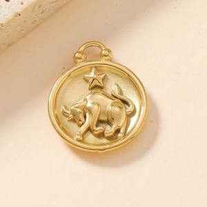 Liontin Zodiak Horoskop Konstelasi Berlapis Emas 18K dari Baja Anti Karat untuk Perhiasan DIY - Product Image 4