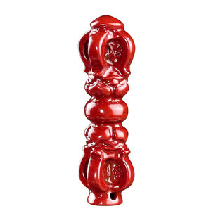Pendentif Vajra en cinabre rouge pour hommes, collier porte-bonheur pour cérémonie religieuse, accessoire porte-clés, petite taille 29x7.5mm - Product Image 4