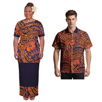 Vêtements pour amoureux : Ensemble haut et jupe pour femme, chemises à col rabattu pour homme, style tribal polynésien Puletasi, design tribal, ensemble pour couple