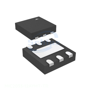 Compre Componentes Electrónicos en Línea, Interruptor de Potencia IC PWR SWITCH P CHAN 6TDFN en Existencia, Gestión de Energía (PMIC) 6 UFDFN con Contacto Expuesto MIC2033-12AYMT - Product Image 1