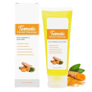 Limpiador facial <span class=keywords><strong>de</strong></span> cúrcuma <span class=keywords><strong>de</strong></span> etiqueta privada, exfoliante, <span class=keywords><strong>manchas</strong></span> que se desvanecen, lucha contra el daño solar, acné, ilumina <span class=keywords><strong>la</strong></span> piel, limpiador Facial suave - Product Image 1