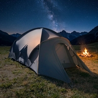 Tente de randonnée tunnel légère et coupe-vent pour 2 personnes, quatre saisons, avec poteaux en aluminium, imperméable 3000, double porte, pour camping en extérieur