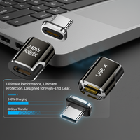 Konektor Magnetik N52 Fungsi Penuh USB C Male ke Type C Female Adapter 80Gbps 240W Flash Laptop TV HD Konverter Transfer Data