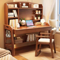 Ensemble de bureau d'ordinateur en bois simple et durable pour chambre à coucher, combinaison bibliothèque et chaise pour étudiants