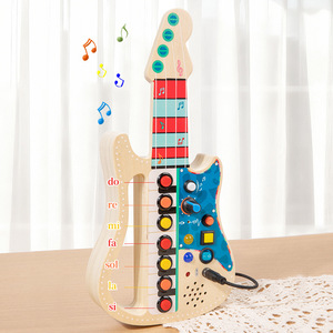 Guitare musicale électronique en bois pour enfants, instrument de percussion en gros - Product Image 1
