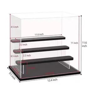 Su misura 4-Tier in acrilico chiaro espositore scatola espositore con porta per Mini Action Figure da collezione