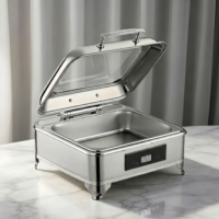 Plat de service alimentaire haut de gamme 8L, chauffe-plats électrique de luxe en acier inoxydable pour buffet et traiteur, en vente