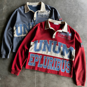 <span class=keywords><strong>Polo</strong></span> da Rugby Oversize da Uomo in 100% Cotone, Stile Streetwear, con Stampa Personalizzata, Ricamo, Blocchi di Colore e Bottoni, <span class=keywords><strong>Manica</strong></span> <span class=keywords><strong>Lunga</strong></span> - Product Image 1