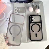 Funda Magnética Mate de Lujo con Tacto de Piel para iPhone 16 17 Pro Max, Protector de Lente Desmontable, Carcasa Trasera Protectora Híbrida a Prueba de Golpes