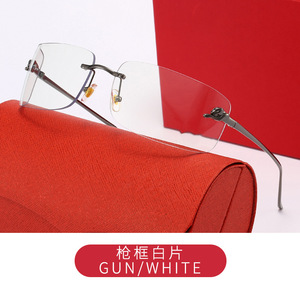 Nouvelles Lunettes de Soleil Ovales Sans Monture en PC UV400 avec Tête de Léopard en Cuivre, Tendance Transfrontalière, Luxe Léger <span class=keywords><strong>Orient</strong></span>é Vers l'Avenir, Unisexe - Product Image 4