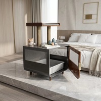 Condo pour chat en bois d'intérieur, arbre à chat de luxe avec enclos pour bac à litière caché