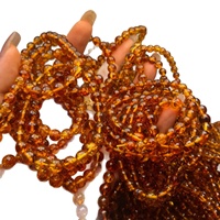 Pulsera de Cuentas de Ámbar Natural en Forma de Bola con Cera de Abeja, Transmisión en Vivo