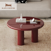 Table basse moderne en bois massif pour salon, finition laquée brillante de luxe léger, haute qualité