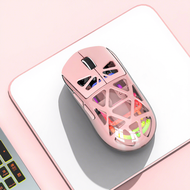 M7 Wireless Tri-mode Lightweight Semi-transparent RGB Lighting E-sports Gaming Mouse Suitable for Laptops and Desktops