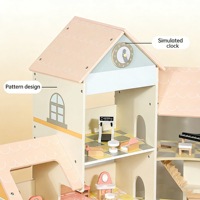 Maison de poupée en bois pour enfants, style château de villa, jeu de rôle éducatif, simulation de scène de vie, grand ensemble de meubles, style dessin animé