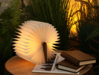 Lampe de lecture LED personnalisable avec logo, 3/5 couleurs, en bois, pliable, magique, pour chambre à coucher, alimentée par USB et piles – Offre Spéciale