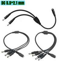 Câble répartiteur d'alimentation cc DC 5.5mm X 2.1mm prise femelle à 2 prises mâles Y adaptateur d'extension d'alimentation pour caméras de vidéosurveillance bande lumineuse LED