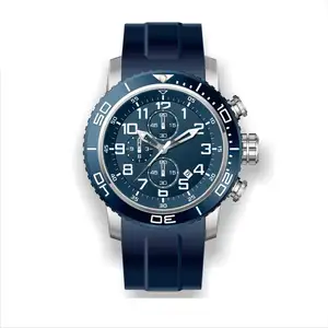 Esporte Estilo Fácil de Limpar Silicone Azul Cinta de Aço Relógios relógios de pulso dos homens de luxo de Marcas Personalizadas