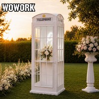 WOWORK Fond de cabine téléphonique londonien fer métal personnalisé Fond de cabine photo Boîte de fond de cabine cabine téléphonique pour décoration de mariage