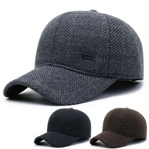 Gorro de Béisbol Cálido para Otoño e Invierno, Gorra Deportiva Económica para Exteriores con Protección para las Orejas para Hombres Mayores, Tejido Común - Product Image 1
