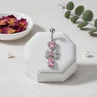 HGC 316L Nouveauté : Piercing de nombril style barre avec pendentif, plaqué PVD, bijou de piercing nœud papillon