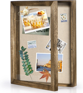 Boîte de présentation Shadow Box personnalisée 11x14, boîte en <span class=keywords><strong>bois</strong></span> avec couvercle acrylique à charnières et fond en lin, boîte Shadow Box en <span class=keywords><strong>bois</strong></span> - Product Image 1