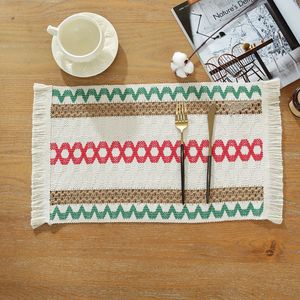 Napperon occidental <span class=keywords><strong>de</strong></span> style bohème noël coton <span class=keywords><strong>lin</strong></span> gland lavable endroit tapis robustes décoration <span class=keywords><strong>de</strong></span> fête napperon patchwork - Product Image 6