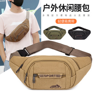 Canvas Waist Bag For Men Women Crossbody Outdoor Large Capacity Sport Multi Functional Portable Travel Fanny Pack - Product Image 1