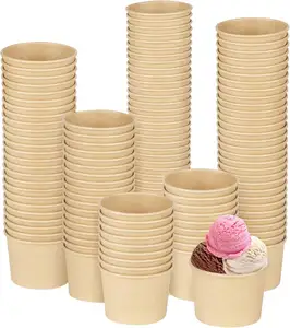 재활용 가능한 뚜껑이있는 도매 국수 가게를위한 친환경 맞춤형 로고 인쇄 크래프트 종이 수프 컵