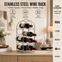 Porte-bouteilles en fil d'acier inoxydable pour comptoir, organisateur de bouteilles pour armoire de cuisine, table à manger