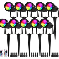 Projecteur LED RGBW 6W 10W IP65 pour jardin, pelouse, extérieur, étanche, super lumineux, réglable, décoratif pour aménagement paysager
