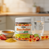 Complément alimentaire en gommes de pollen d'abeille ODM OEM, multi-nutriments, soutien immunitaire et digestif, végétalien, saveur fraise