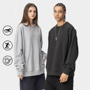 LH2024 사용자 정의 420 Gsm 면 혼합 캥거루 포켓 남성용 여성용 대형 크루넥 고민 스웻셔츠 - Product Image 2