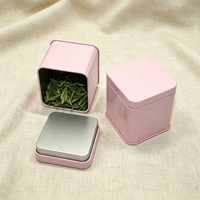 Boîte en fer blanc rose carrée, petite, portable, vide, de qualité alimentaire, imprimée sur mesure, pour emballage de chocolat, bijoux ou mariage, vente en gros