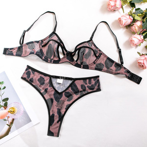 ชุดบราลายเสือดาวพิมพ์ลายใหม่ชุดชั้นในสตรีสุดเซ็กซี่จีสตริงเปิดหน้าอกสุดหรูสวมใส่สบาย - Product Image 5