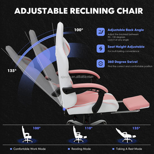 Silla de juego rosa más barata de <span class=keywords><strong>Chaho</strong></span>, <span class=keywords><strong>sillas</strong></span> de ordenador de juego Led, luz Rgb, silla de juego para Gamer con reposapiés y masaje - Product Image 4