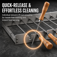 Grille de barbecue en acier inoxydable de qualité alimentaire avec moteur inclus, brochettes rotatives pour chariot et barbecue au charbon de bois