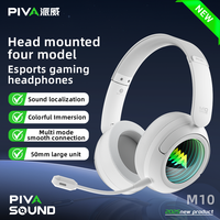 Auriculares Inalámbricos para Juegos PIVA M10W de 50 mm, 2.4G, con Tarjeta de Sonido Integrada, Auriculares con Bluetooth