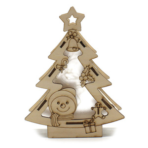 Christmas Tree Wooden <b>DIY</b> <b>Kit</b> For Kids Age 5-7 Years Educational Toy Model With Snowman And Gingerbread Decorations - Product Image 1