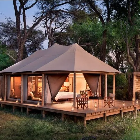 2024 New Eco   Luxury Camping Glamping Tent Romantic Waterproof Prefab House Resort Desert Safari Tent