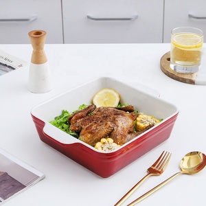 Plat de cuisson carré en céramique avec poignée Ustensiles de cuisine écologiques pour nouilles <span class=keywords><strong>au</strong></span> <span class=keywords><strong>fromage</strong></span> et cuisson - Product Image 1