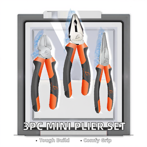 3pcs 3.5in Custom OEM Stainless Steel Serrated Jaw DIY Cutting Needle Nose Mini <b>Pliers</b> <b>Sets</b> for Jewelry Making - Product Image 2
