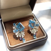 Boucles d'oreilles en argent sterling 925 naturel pour femmes, bijoux en argent incrusté de topaze, bijoux en pierres précieuses, pierre naturelle, article cadeau