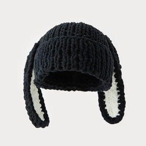 Chapeau en tricot crochet long SOLPOP en forme de lapin pour femmes, couvre-chef chaud d'hiver, pull-over, <span class=keywords><strong>cagoule</strong></span>, fil épais fait à la main, bonnet à oreilles de lapin - Product Image 5