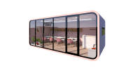 Lit Apple Cabin respirant de style mid-century moderne avec structure en acier |   Hôtel modulaire en conteneurs en bois et en acier, dortoir, restaurant, logement