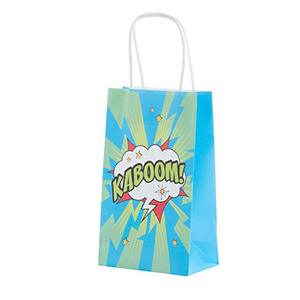 Bolsa Clásica de Papel Kraft con Estampados de Cómics, Reciclable y con Asa de Papel Retorcido para Recuerdos de Fiesta - Product Image 3