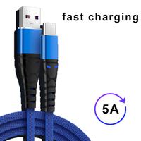 Prix usine 5A Type C câble de données USB-C de charge super rapide câble de chargeur rapide avec blindage de tresse de veste en nylon pour 15 téléphones